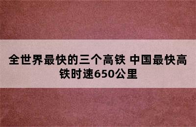 全世界最快的三个高铁 中国最快高铁时速650公里